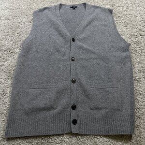 J.Crew Mens Premium 100% Lambswool Sweater Vest Gray Causual Old Money Autumn XL